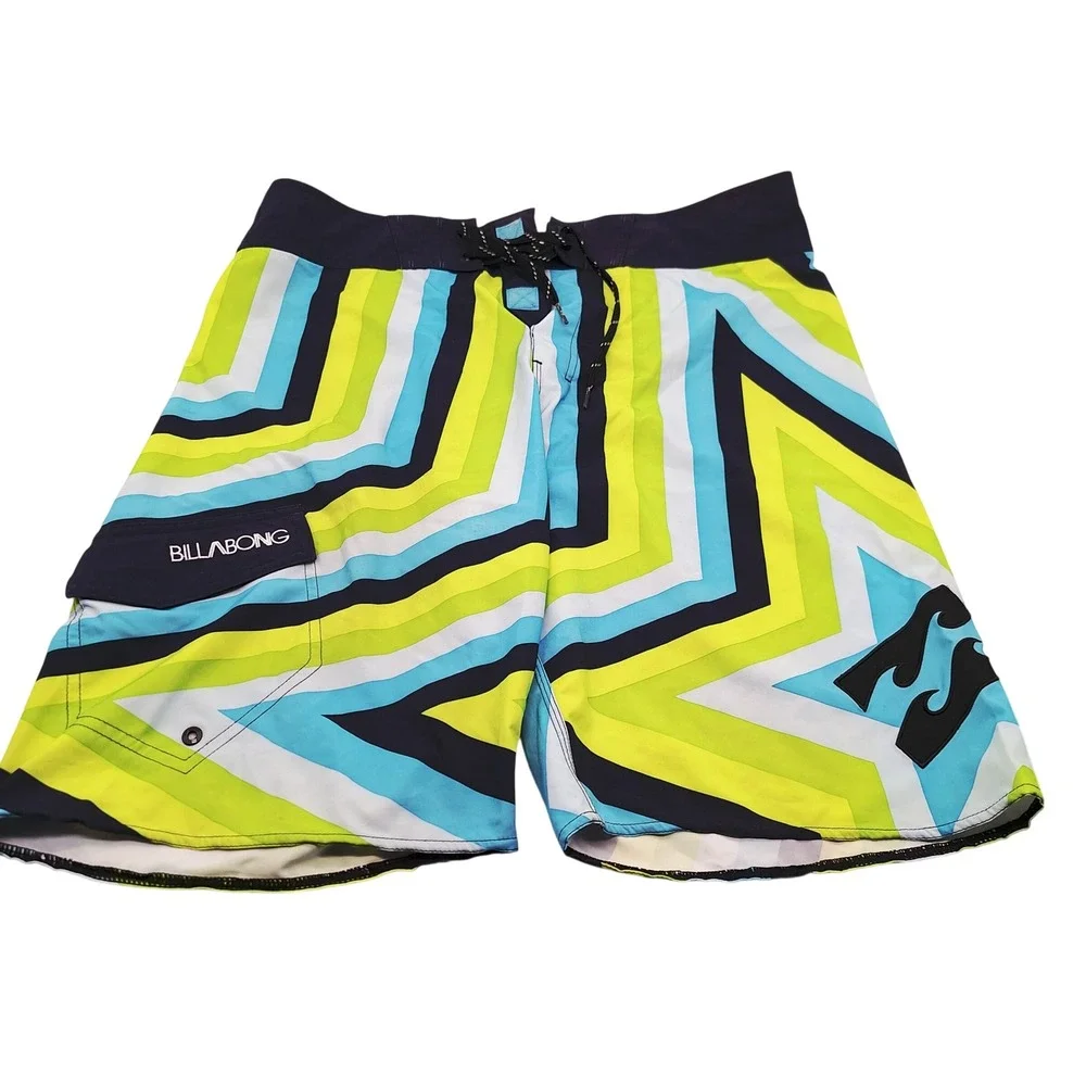 Billabong Platinum X Zero Gravity Stretch Board Shorts Mens 34 Blue Yellow